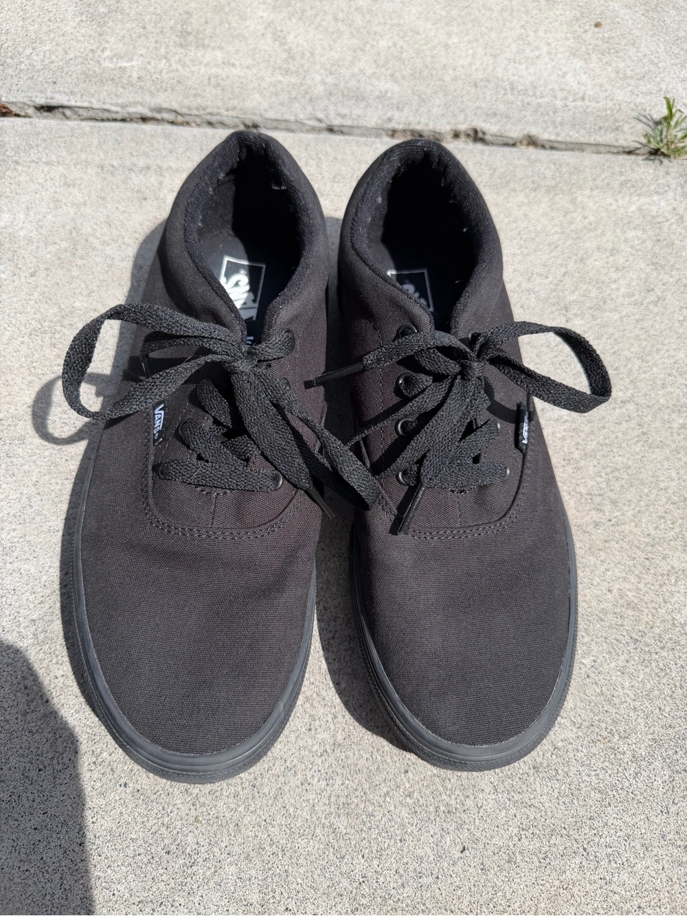 Youth 7 Vans Black Canvas Low-Top Lace-Up Sneakers